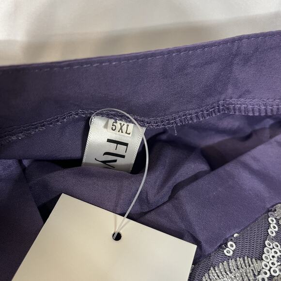 Flycurvy Women’s Purple Embroidered Button Front Blouse Top Plus Size 5XL - Picture 5 of 7